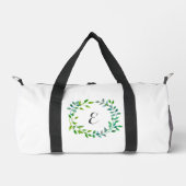 Watercolor Green Leaaf Wreath | Monogramm Duffle Bag (Vorderseite)