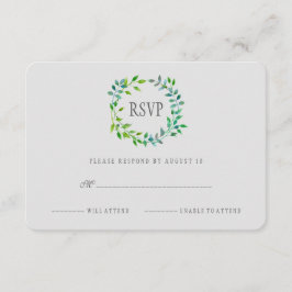 Watercolor Green Leaaf Wreath | UAWG RSVP Karte