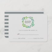 Watercolor Green Leaaf Wreath | UAWG RSVP Karte (Vorne/Hinten)