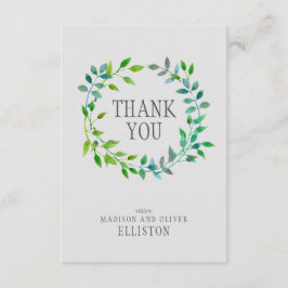 Watercolor Green Leaaf Wreath | Vielen Dank Dankeskarte