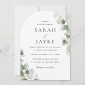 Watercolor Green Leaf Elegance Arch Wedding Einladung (Vorderseite)