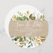 Watercolor Green Leaf Sommer Hochzeitssturz Save The Date (Vorne/Hinten)