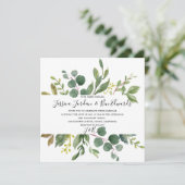 Watercolor Green Leaf Wedding Einladung (Stehend Vorderseite)