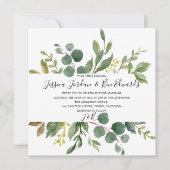 Watercolor Green Leaf Wedding Einladung (Vorderseite)