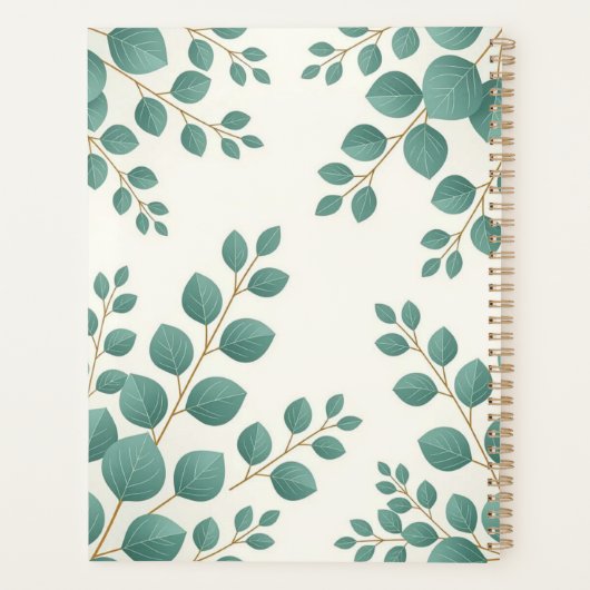 Watercolor Green Leaves Custom Planner Planer (Rückseite)