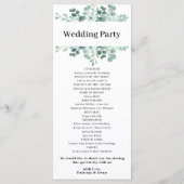 Watercolor Green Leaves Wedding program  Menükarte (Rückseite)