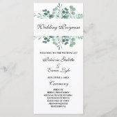 Watercolor Green Leaves Wedding program  Menükarte (Vorderseite)