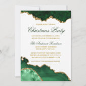 Watercolor Green Marble Geode Gold Weihnachtsfeier Einladung (Vorderseite)