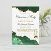 Watercolor Green Marble Gold Weihnachtsfest Party Einladung (Stehend Vorderseite)