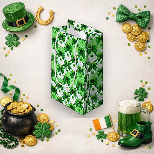 Watercolor Green Shamrock Plaid Pattern Kleine Geschenktüte