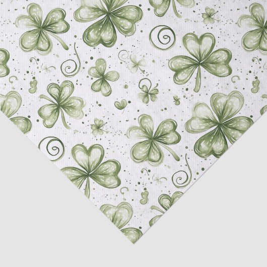 Watercolor Green Shamrocks Three Leaf Clovers Seidenpapier (Ausschnitt)