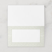 Watercolor Green Stripe Name Minimalist Wedding Platzkarte (Außenseite Aufgefaltet)