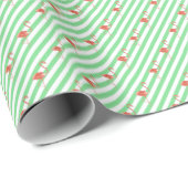 Watercolor Green Stripes Flamingos Geschenkpapier (Rolleneckpunkt)