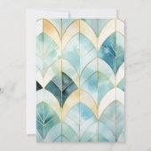 Watercolor Green und Gold Art Deco Hochzeit Einladung (Rückseite)