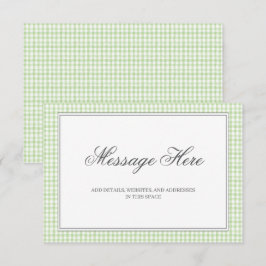 Watercolor Green und White Gingham Wedding Begleitkarte