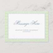 Watercolor Green und White Gingham Wedding Begleitkarte (Vorderseite)