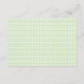 Watercolor Green und White Gingham Wedding Begleitkarte (Rückseite)