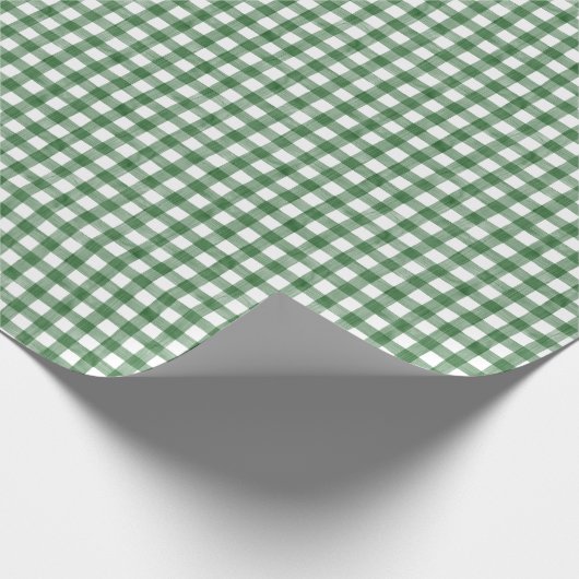Watercolor Green & White Gingham Geschenkpapier (Ecke)