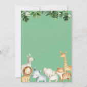 Watercolor Greenerenery Safari Animals Boy Baby Sh Einladung (Rückseite)