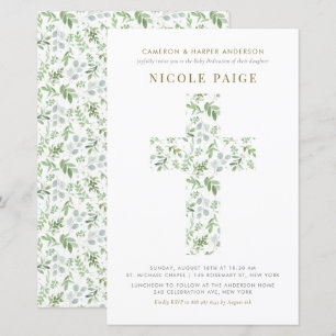 Watercolor Greenerity Cross Baby Dedicite