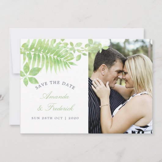 Watercolor Greenerity Foliage Wedding Save the Dat Date (Vorderseite)