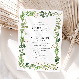 Watercolor Greenerity Frame Wedding Einladung