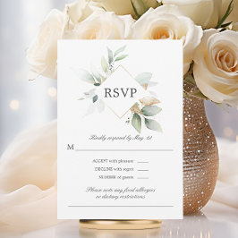 Watercolor Greenerity Gold Blätter Hochzeit RSVP C