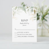 Watercolor Greenerity Gold Wedding RSVP Card Karte (Stehend Vorderseite)