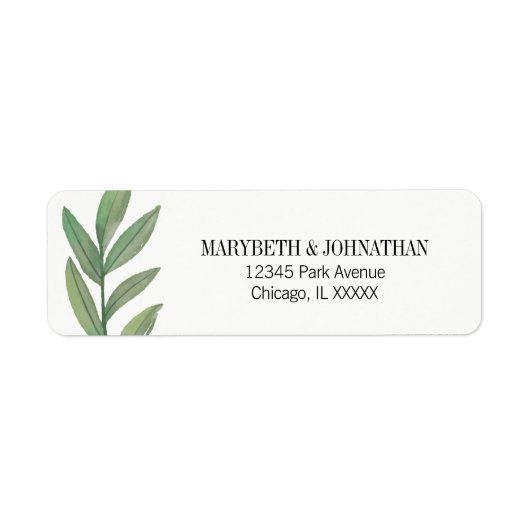 Watercolor Greenerity Wedding Address Label (Vorne)