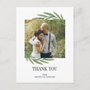 Watercolor Greenerity Wedding Danke Postcard Postkarte