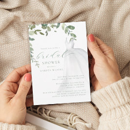 Watercolor Greenerity Wedding Dress Brautparty Einladung