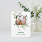 Watercolor Greenerity Wedding Foto Vielen Dank Postkarte (Stehend Vorderseite)