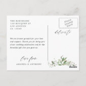 Watercolor Greenerity Wedding Foto Vielen Dank Postkarte (Rückseite)