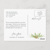 Watercolor Greenerity Wedding Foto Vielen Dank Postkarte (Rückseite)