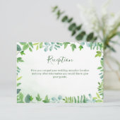 Watercolor Greenerity Wedding Reception Card Einladung (Stehend Vorderseite)