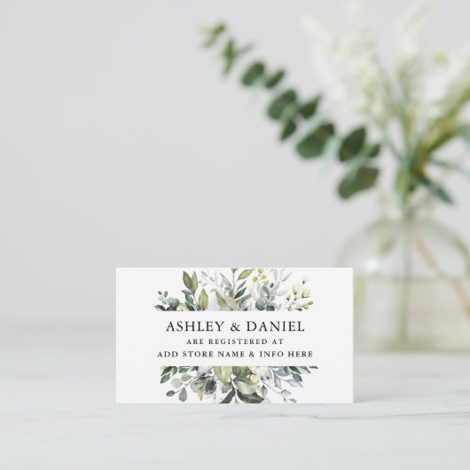 Watercolor Greenerity Wedding Registry Begleitkarte (Stehend Vorderseite)