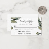 Watercolor Greenerity Wedding Response RSVP Card Mitteilungskarte (Vorderseite/Rückseite Beispiel)
