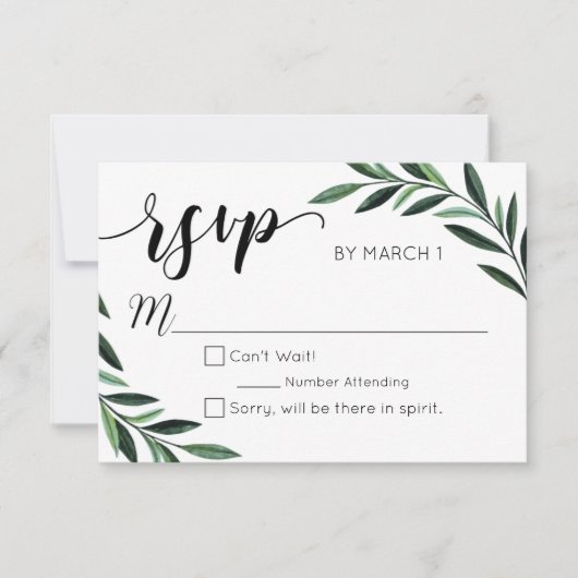 Watercolor Greenerity Wedding RSVP (Vorderseite)