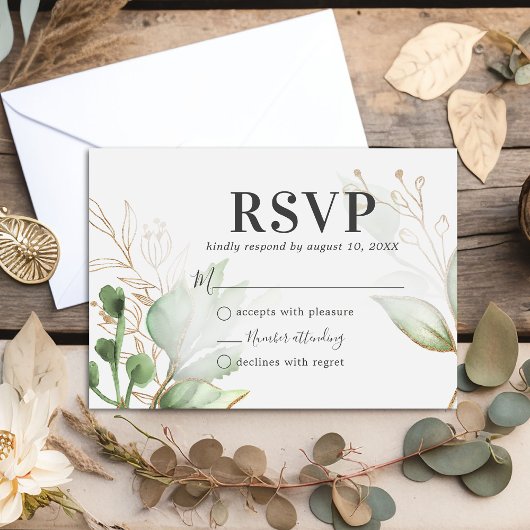 Watercolor Greenerity Wedding RSVP