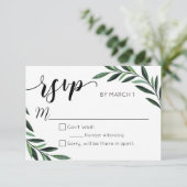 Watercolor Greenerity Wedding RSVP Karte (Stehend Vorderseite)