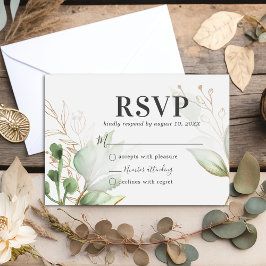Watercolor Greenerity Wedding RSVP Karte