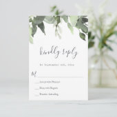 Watercolor Greenerity Wedding RSVP Response Cards Karte (Stehend Vorderseite)
