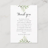 Watercolor Greenerity Wedding Script Vielen Dank Platzkarte (Vorderseite)