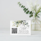 Watercolor Greenerity Wedding Website QR Dusty Blu Begleitkarte (Stehend Vorderseite)