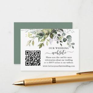 Watercolor Greenerity Wedding Website QR Seite Gre Begleitkarte