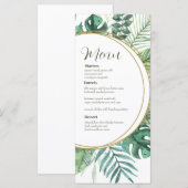 Watercolor Greenerity Wreath Wedding Menu Card (Vorne/Hinten)