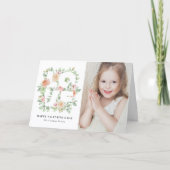 Watercolor Greenery and Rose Photo Valentine's Day Karte (Vorderseite)