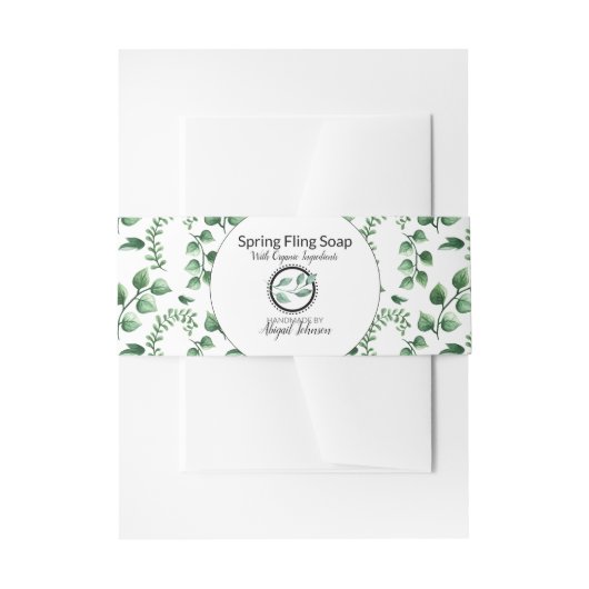 Watercolor Greenery Artisan Soap Band Wrap (Vorderseite Beispiel)