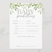Watercolor Greenery Baby Predictions Game Card Einladung (Vorderseite)