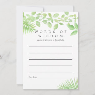 Watercolor Greenery Baby Shower Advice for Mother Hinweiskarte